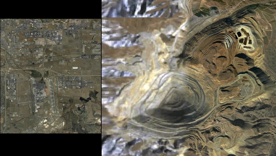 Vergleich Bingham Canyon Mine und Salt Lake City Airport
